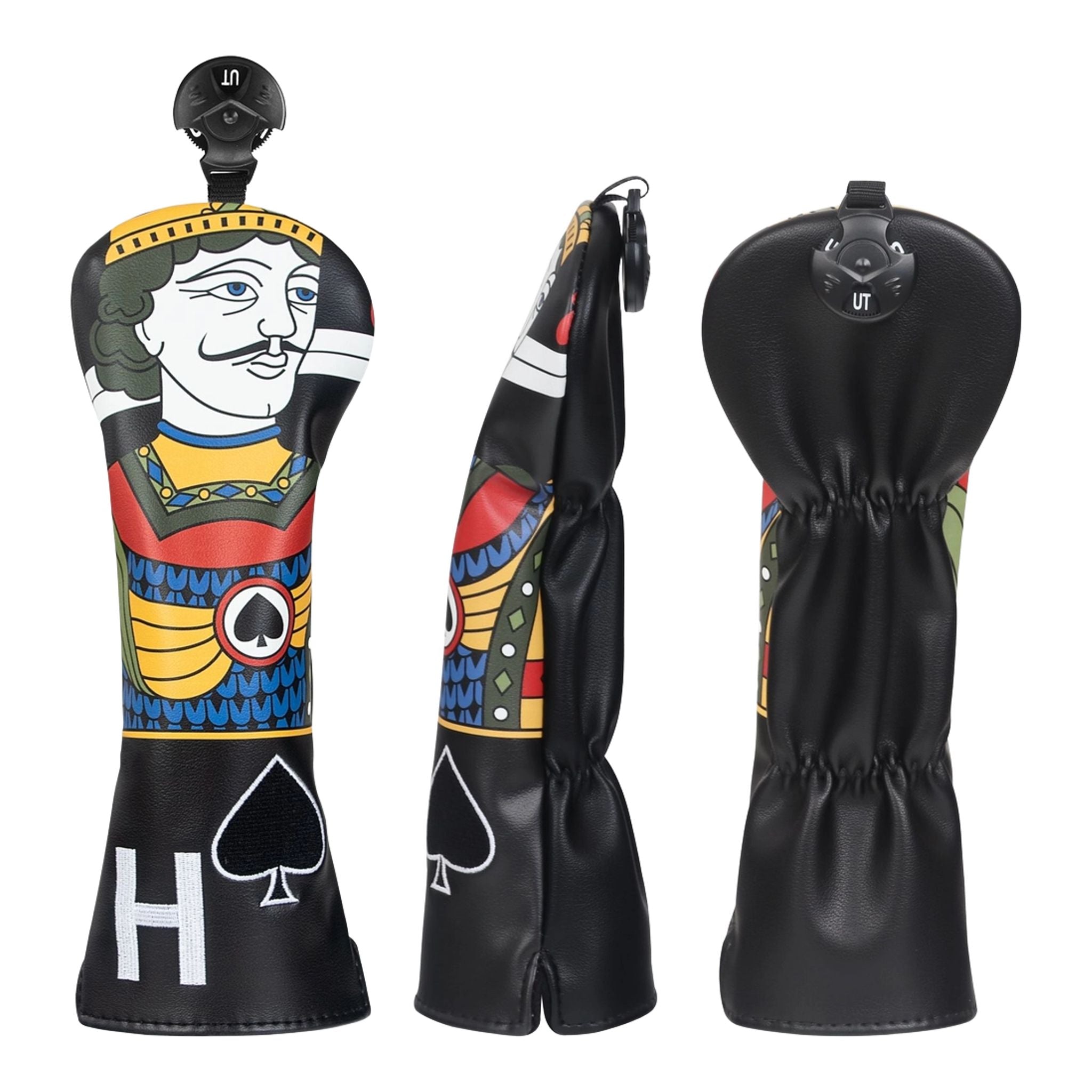 Emroydered Headcovers Spade Poker Soldier Hybrid Headcover