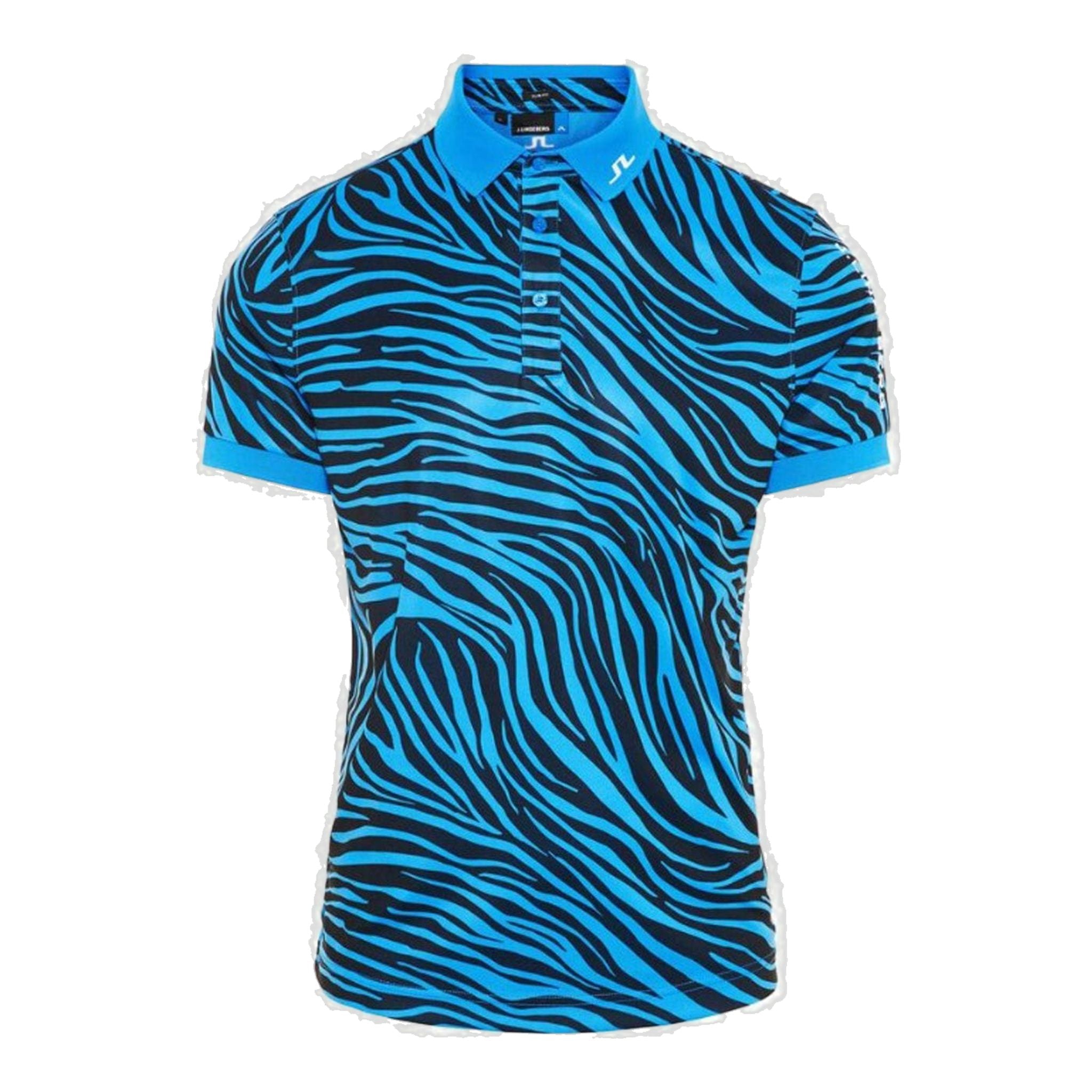 J. Lindeberg M Tour Tech Print Slim Fit-TX Polo Zebra Worl Blu Herren