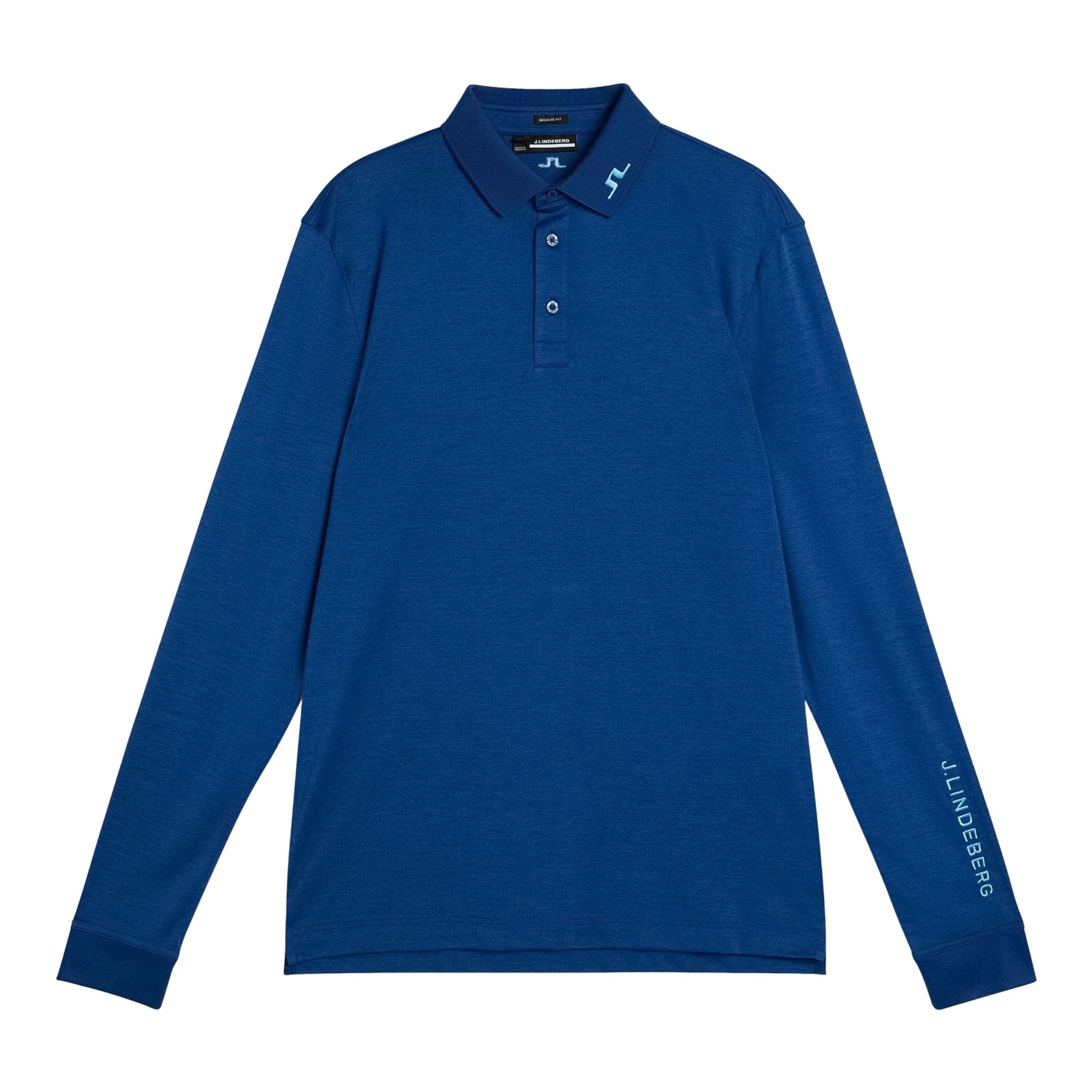 J. Lindeberg Tour Tech Langarm Herren Estate Blue Melange Herren