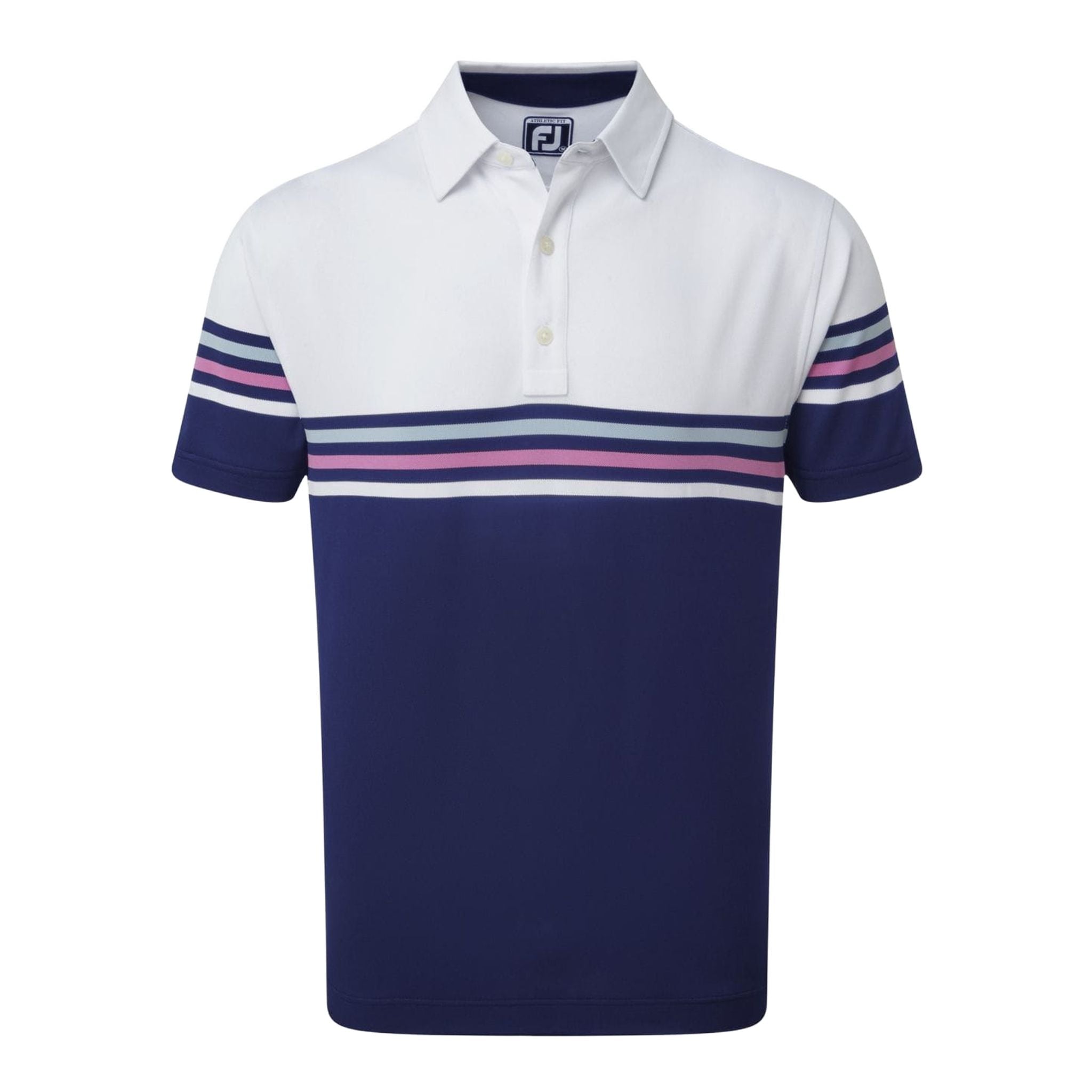 Footjoy M Stretch Pique Colour Block SS Polo White/Navy Herren