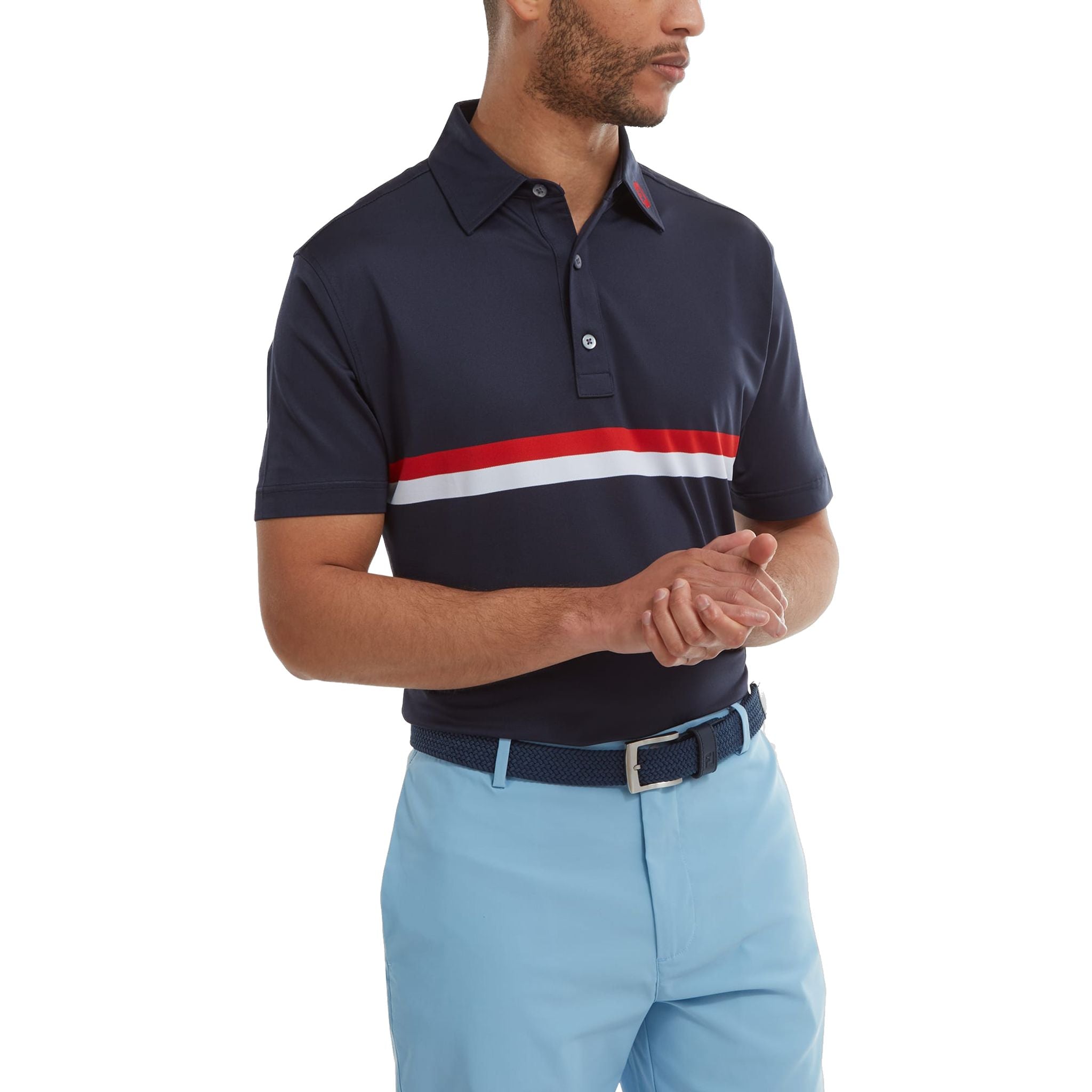 Footjoy Double Chest Band Pique Polo Herren