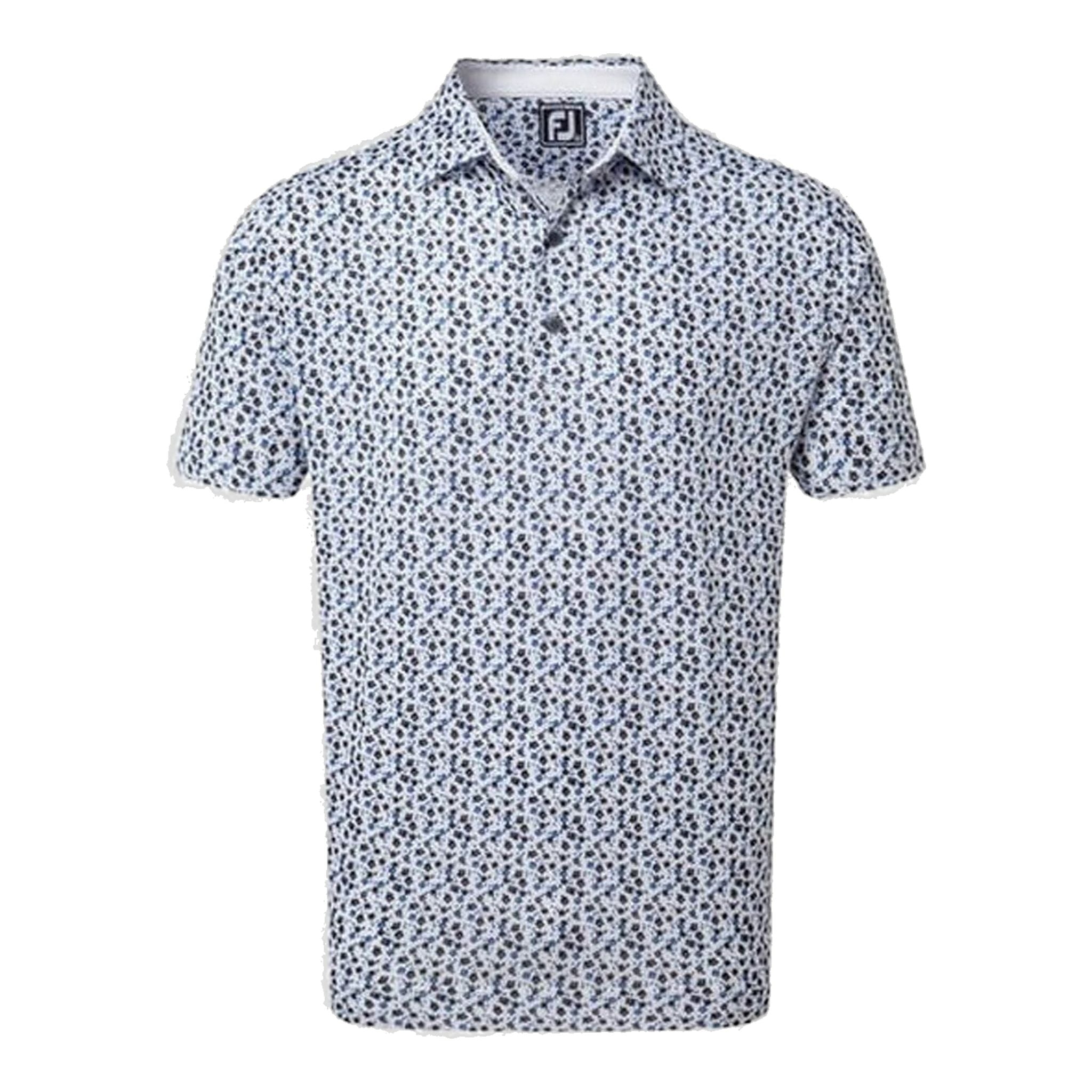Footjoy M Lisle Flowerprint SS Polo White Herren