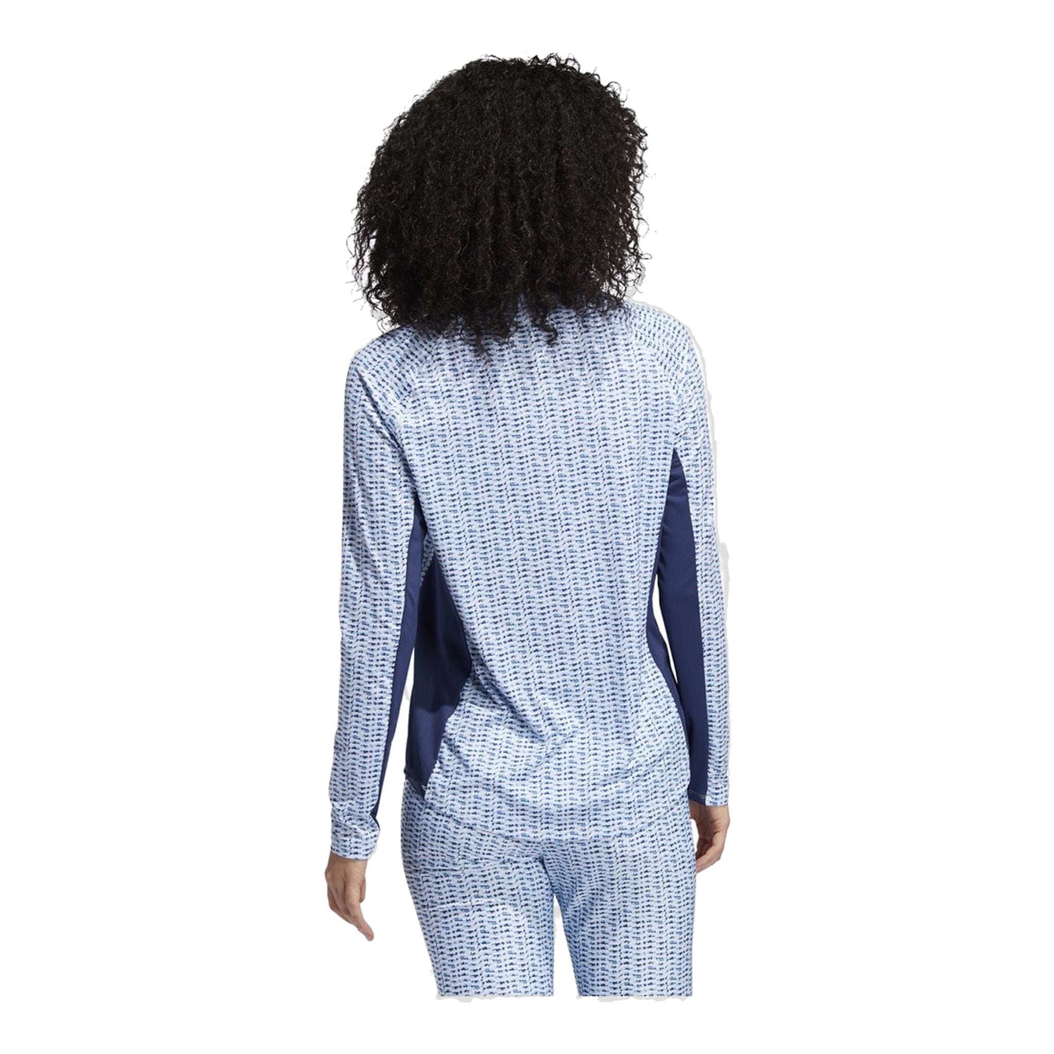 Adidas W Aeroready UPF50 Printed LS Polo White/Sky Tint Damen