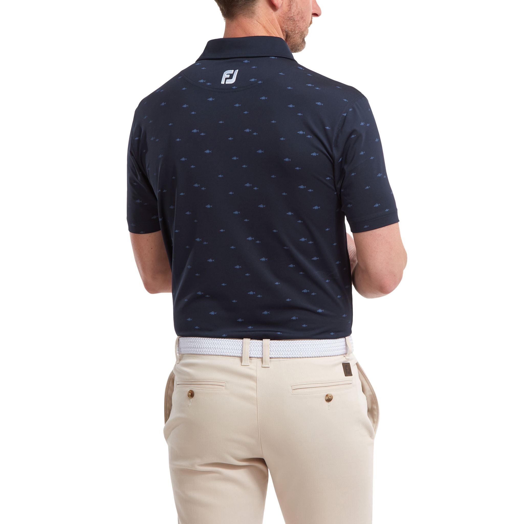 Footjoy School of Fish Print Lisle Polo Herren