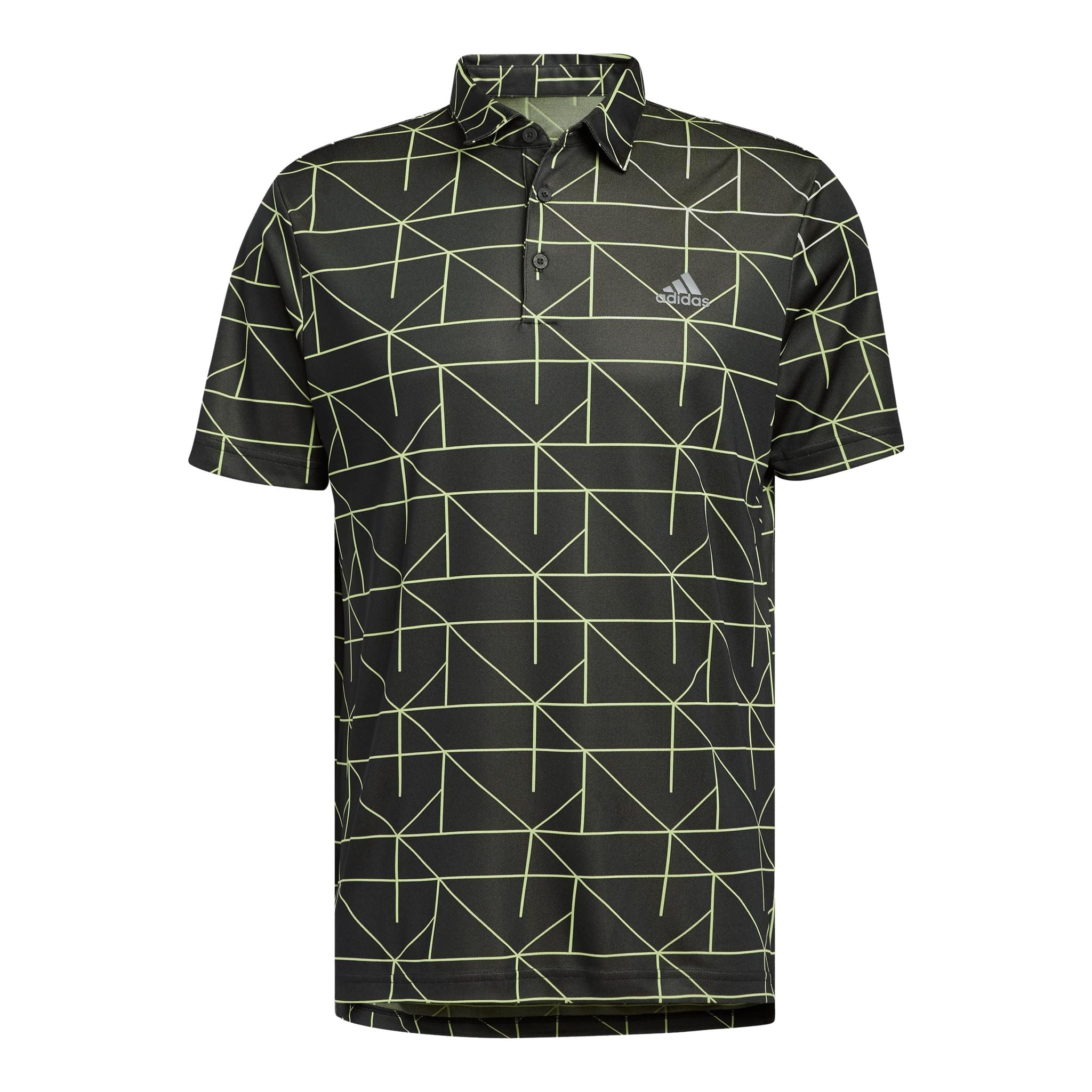 Adidas M Polo Jaquard Lines Schwarz/Pulse Lime Herren