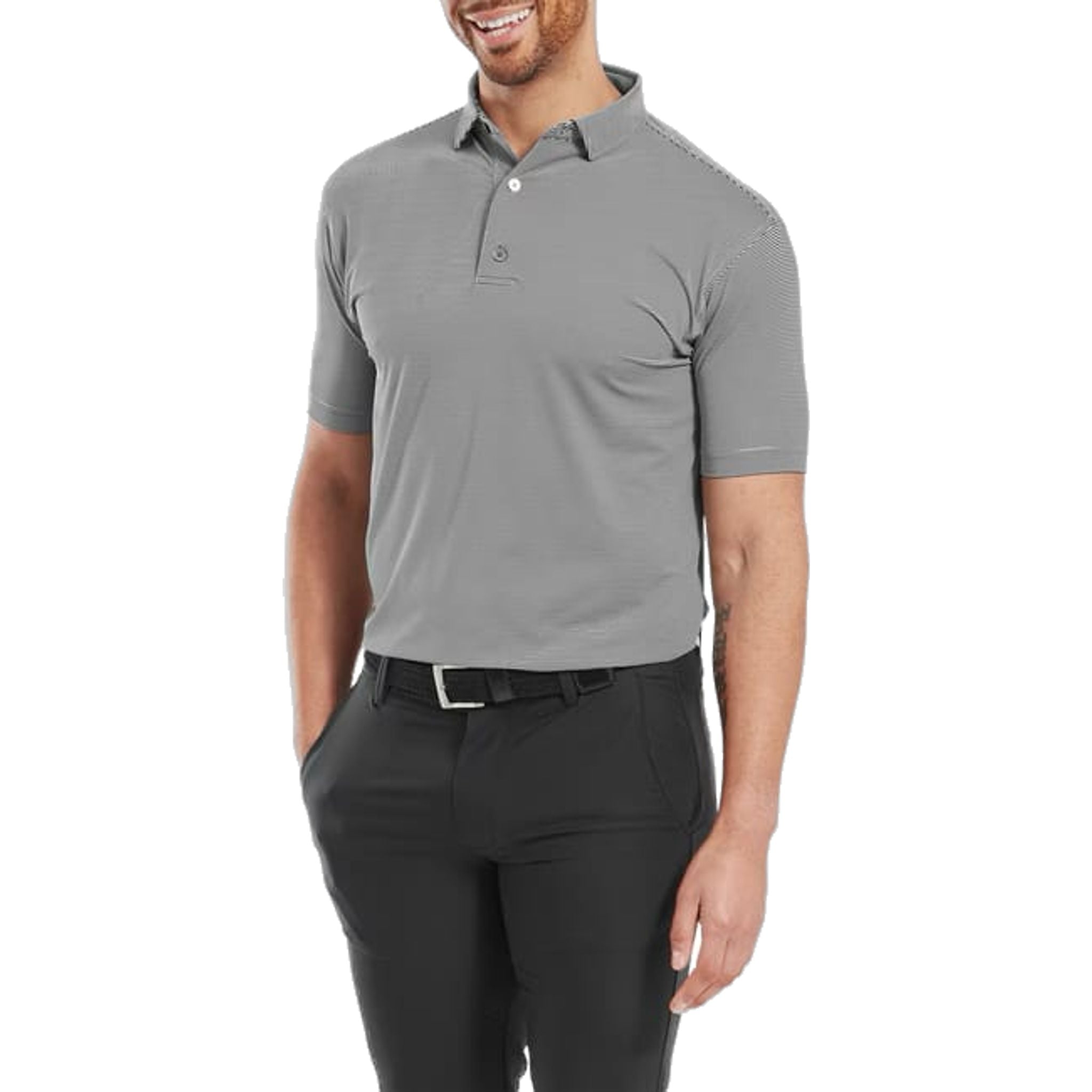 Footjoy Micro Feeder Stripe Lisle Polo Herren