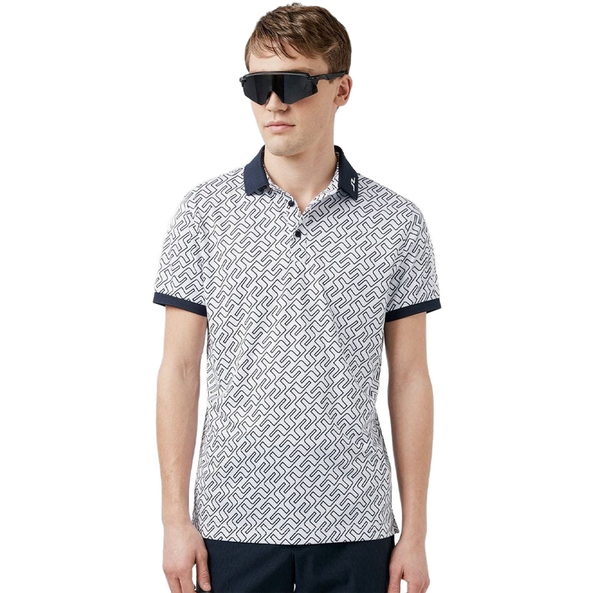 J. Lindeberg M Tour Tech Reg Fit Print Polo JL Navy Bridge Mono Herren