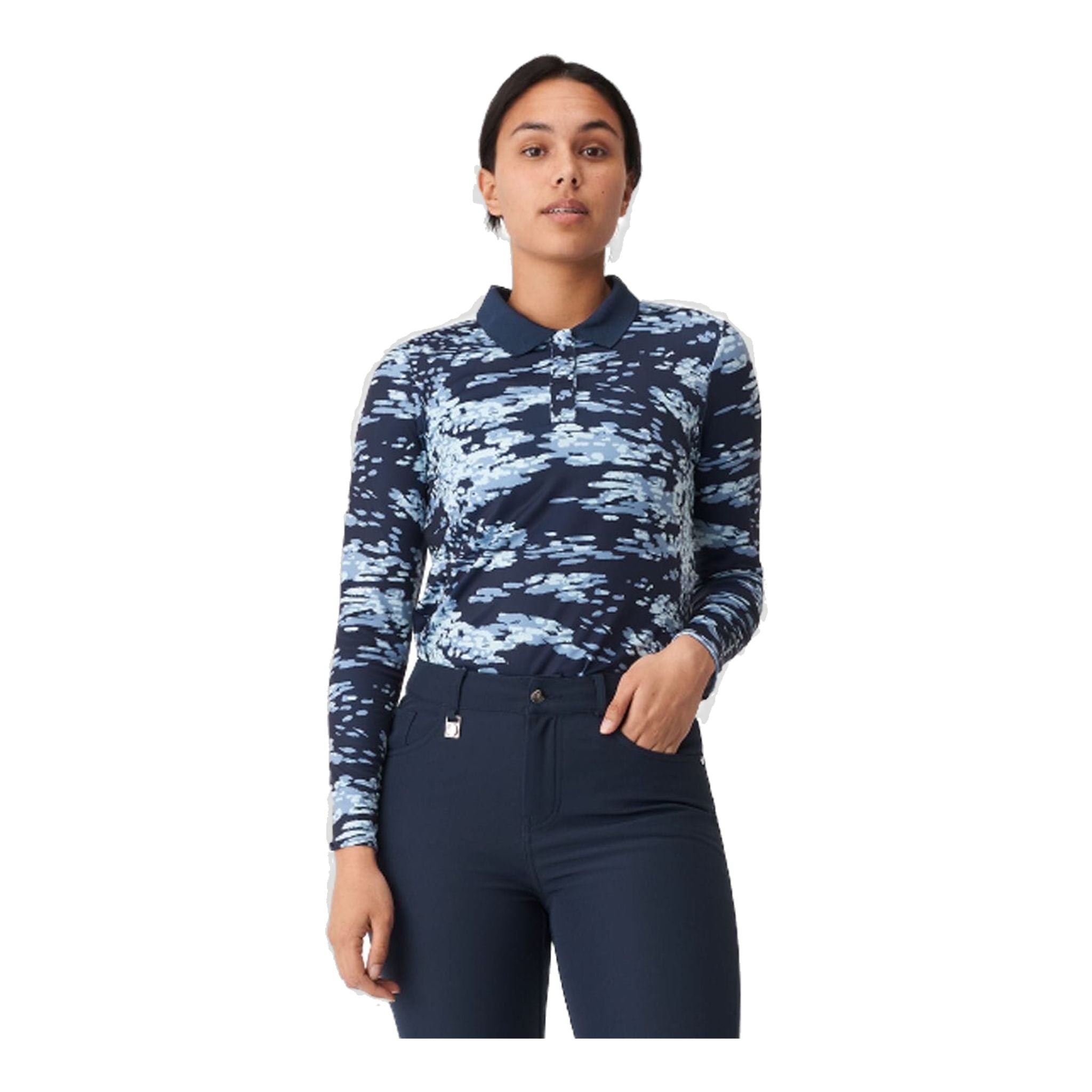 Röhnisch W Polo Sia Langarm Navyblau/Camo Damen