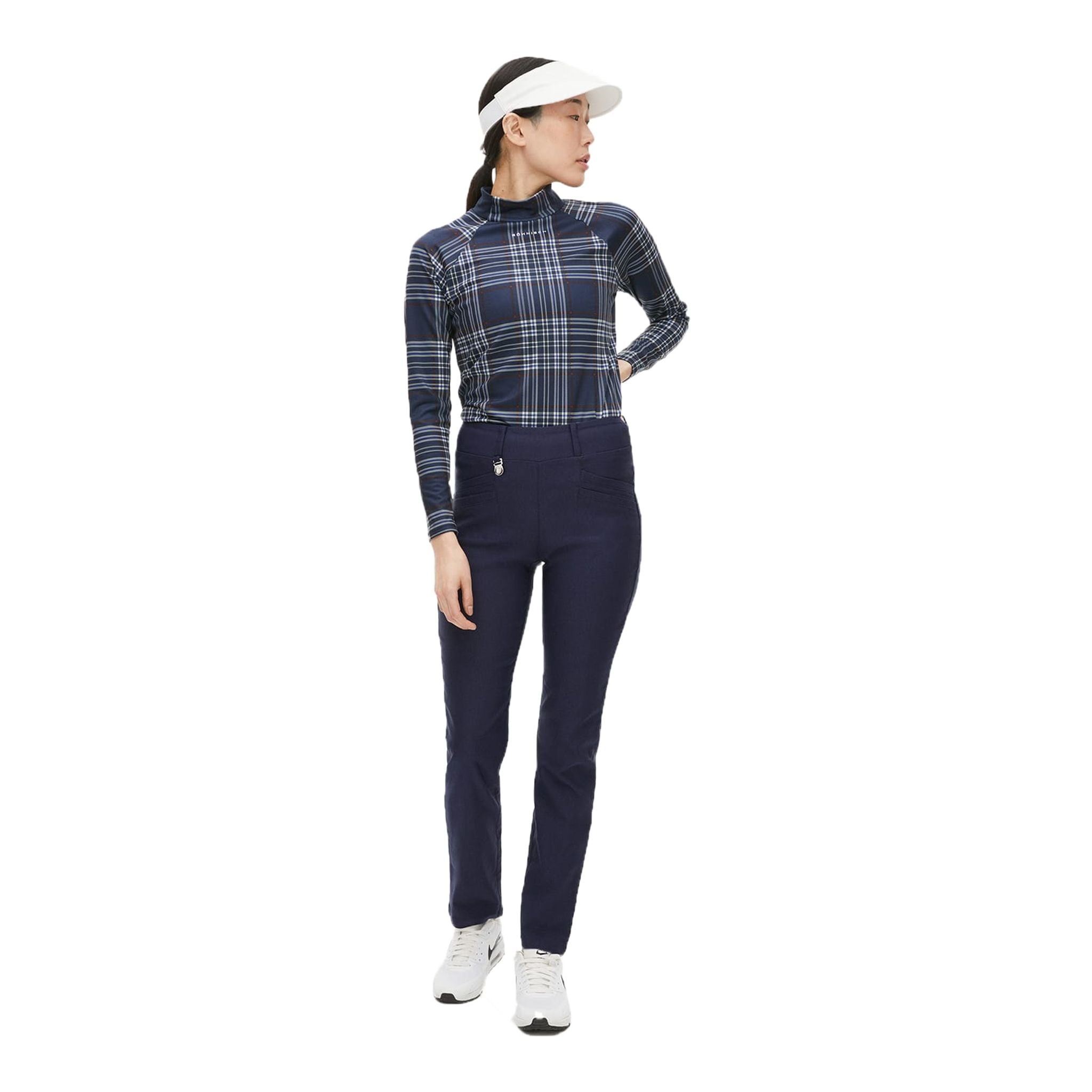 Röhnisch Elle Golf Polo Langarm Navy Check Damen Damen