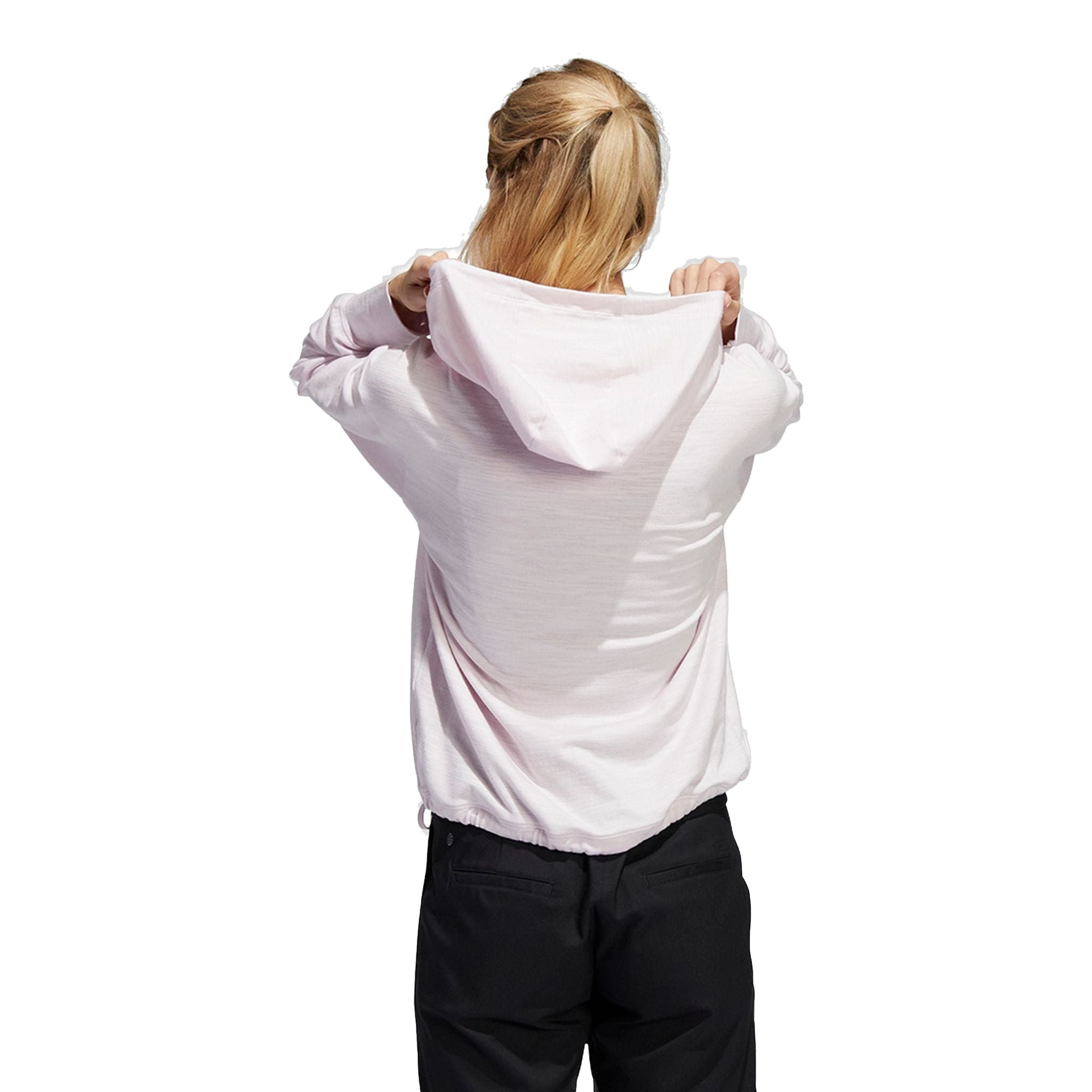 Adidas W Essentials Slub Hoodie Almost Pink/Weiß Damen