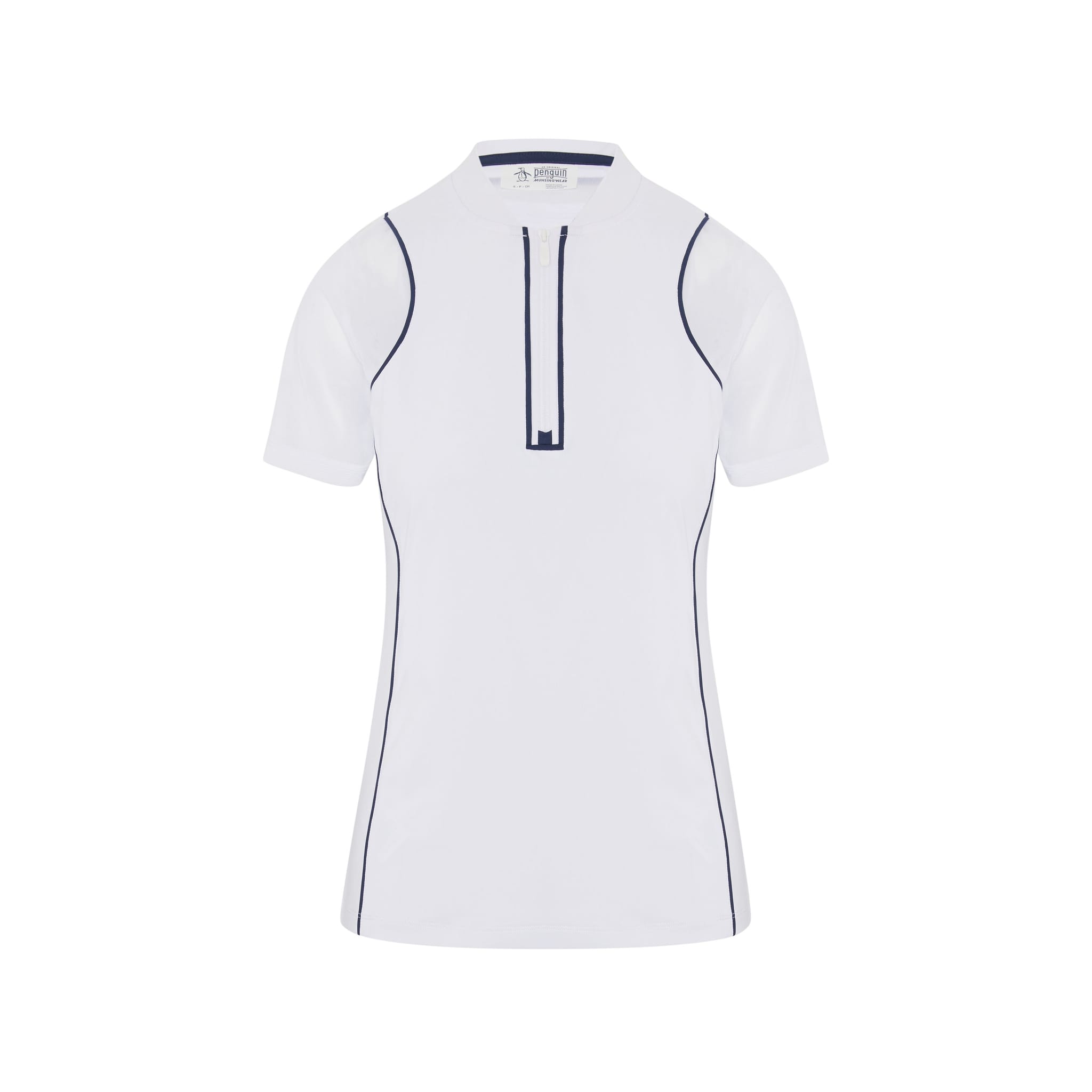 Original Penguin Mesh Sleeve Frontzip Shirt Damen