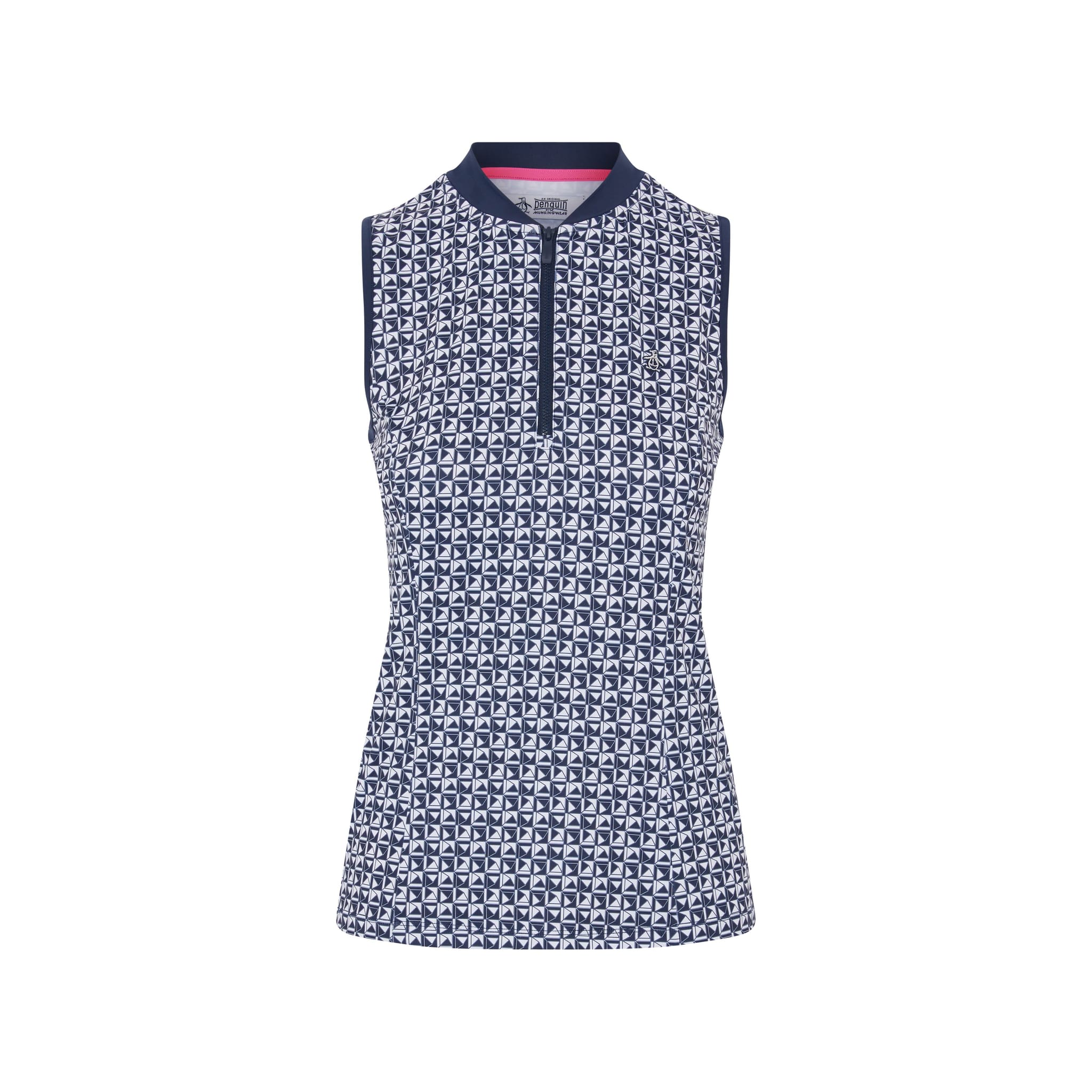 Original Penguin Sleeveless Geo Printed Meshback Polo Damen