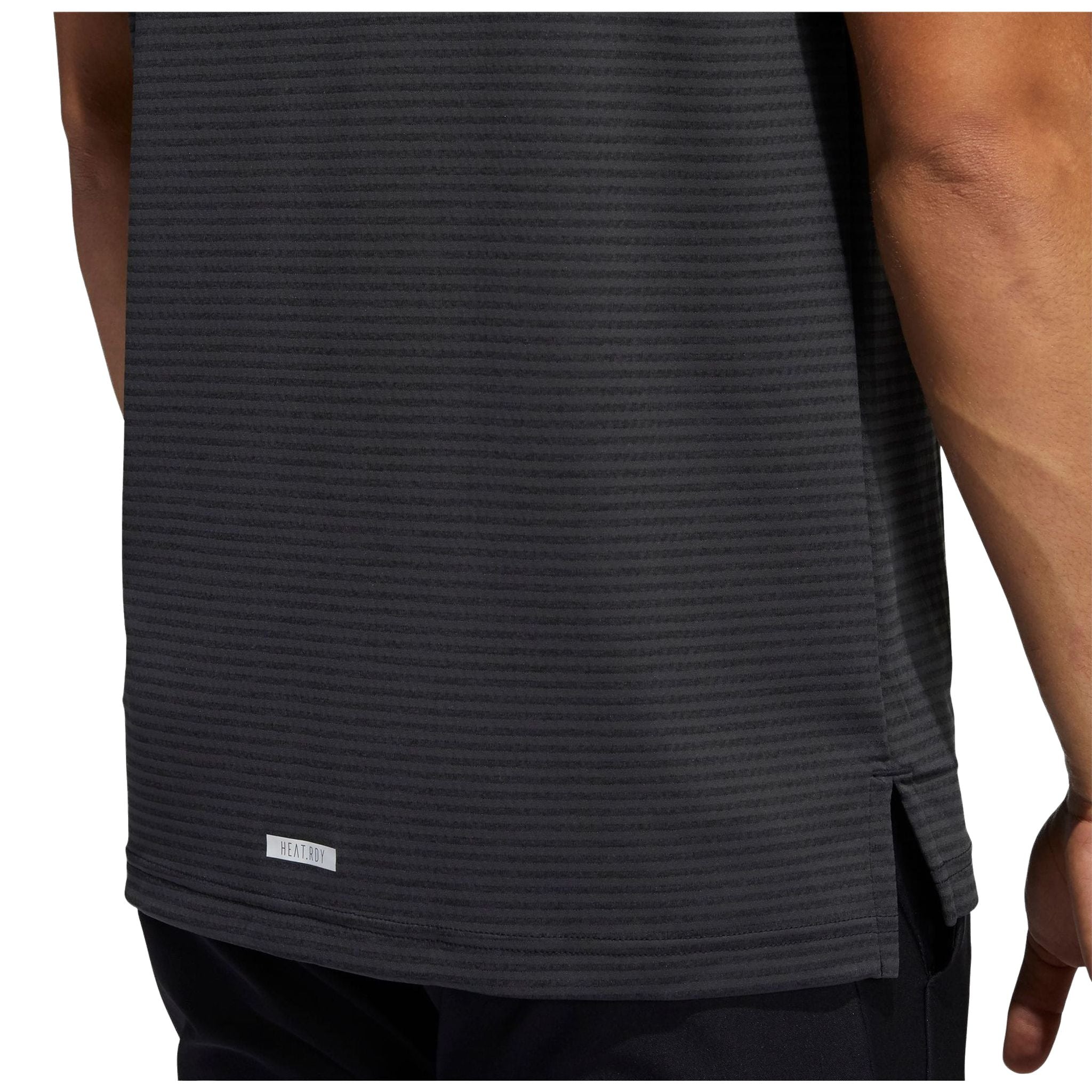 Adidas M Polo Heat Ready Microstripe Carbon Schwarz Herren
