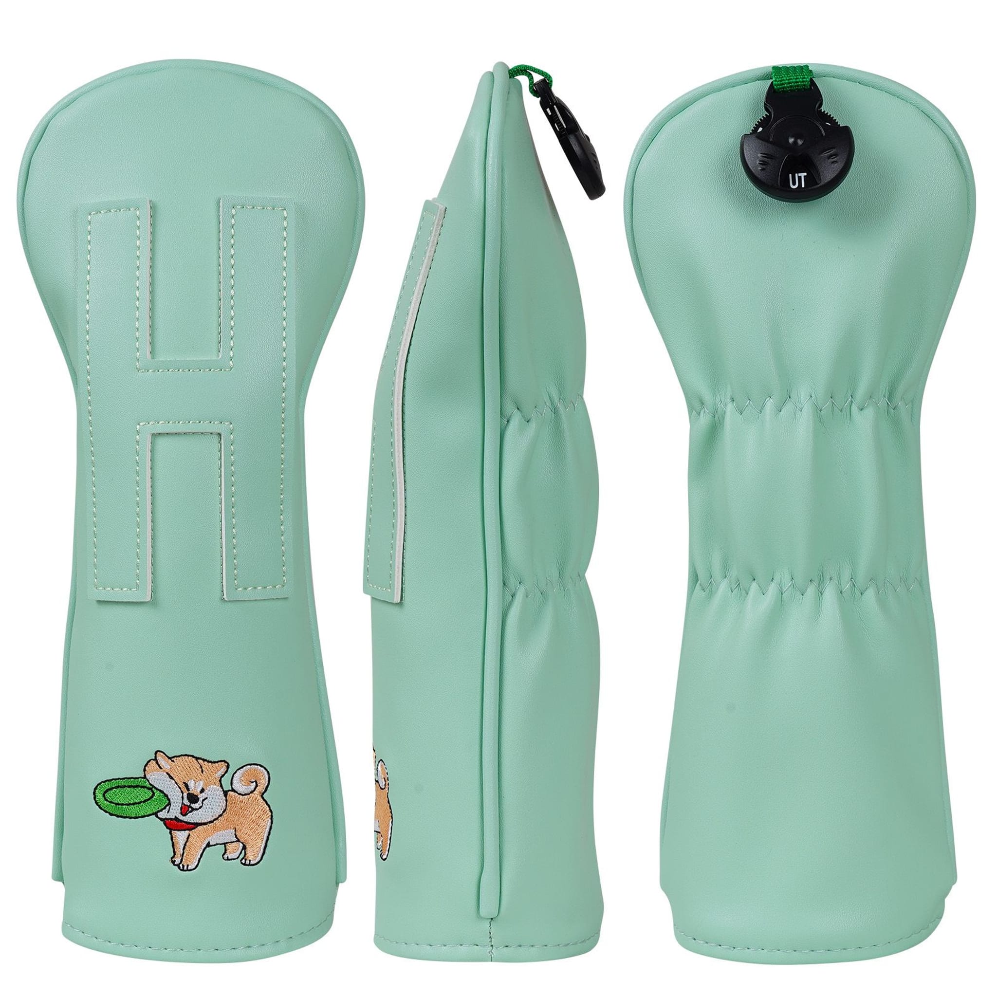 Emroydered Headcovers Turquoise Dog Hybrid Headcover