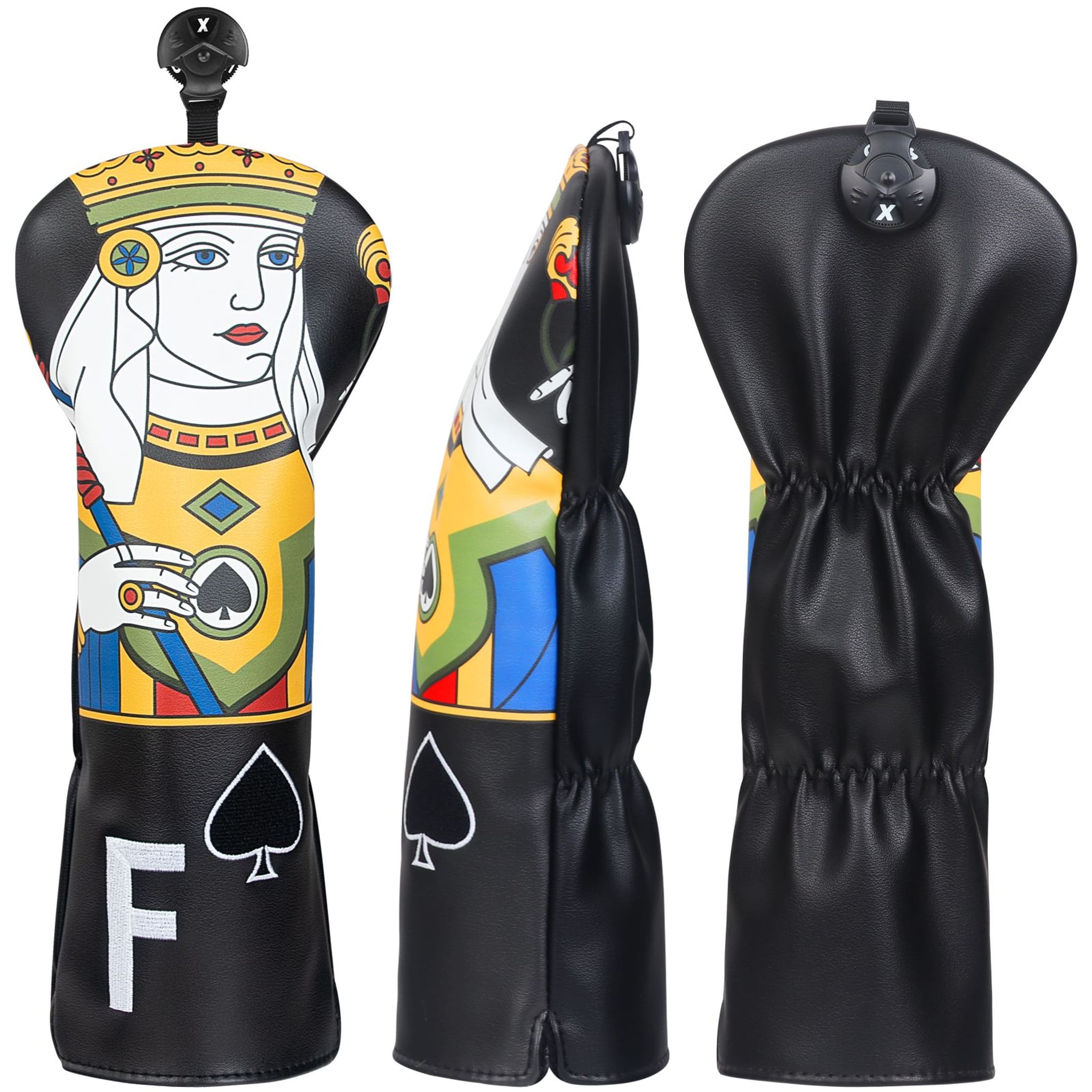 Emroydered Headcovers Spade Poker Queen Fairway Headcover