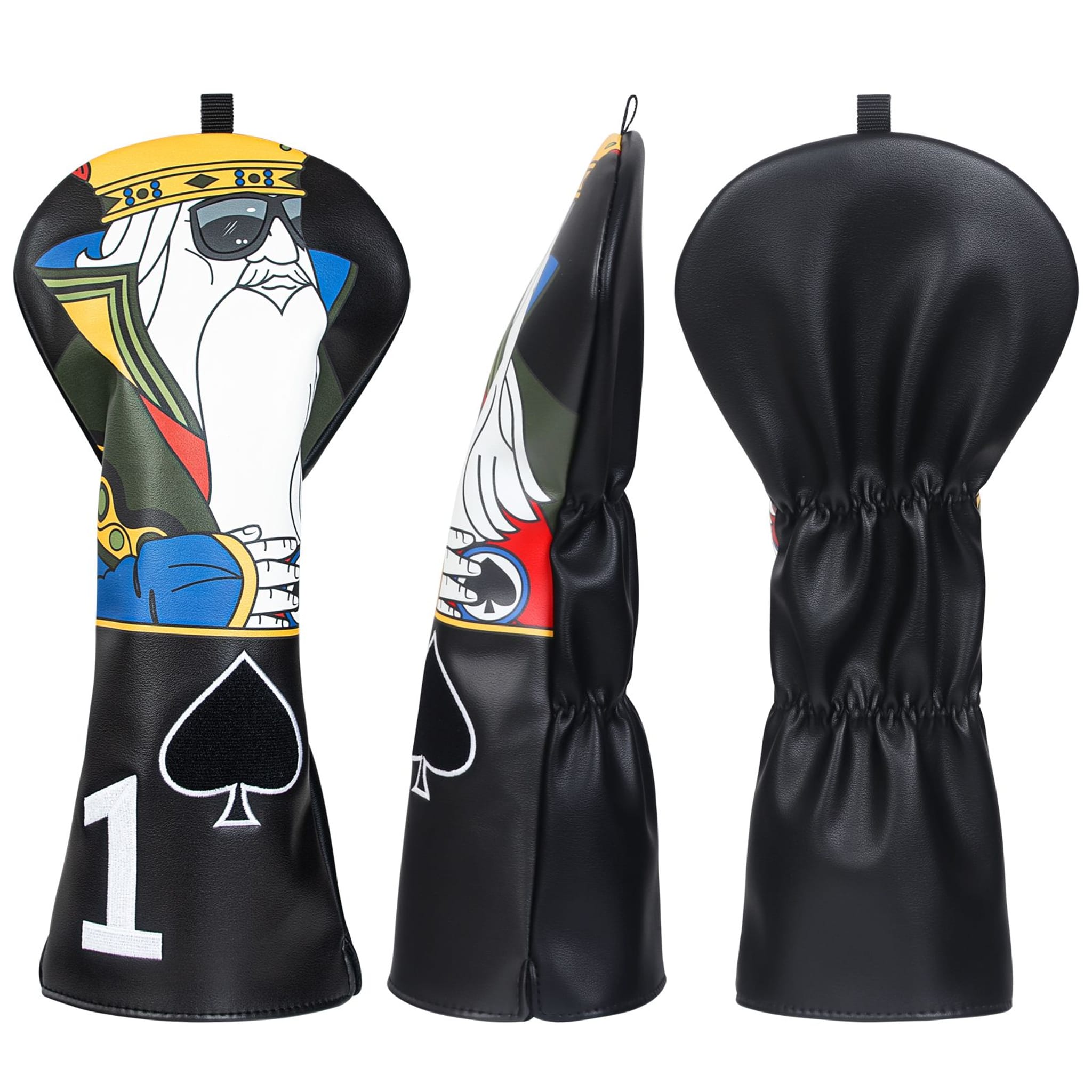 Emroydered Headcovers Spade Poker King Driver Headcover