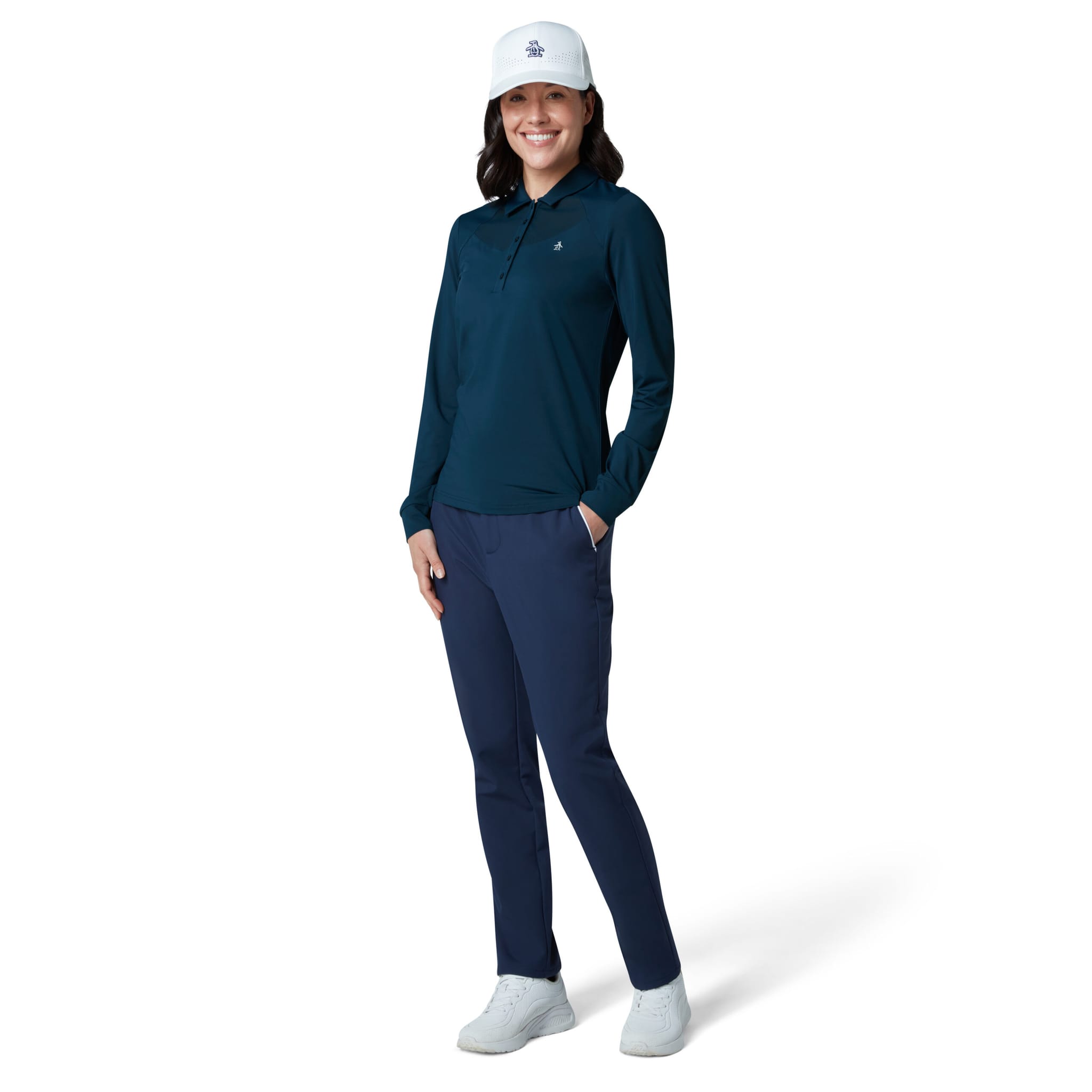 Original Penguin Longsleeve Mesh Polo Damen