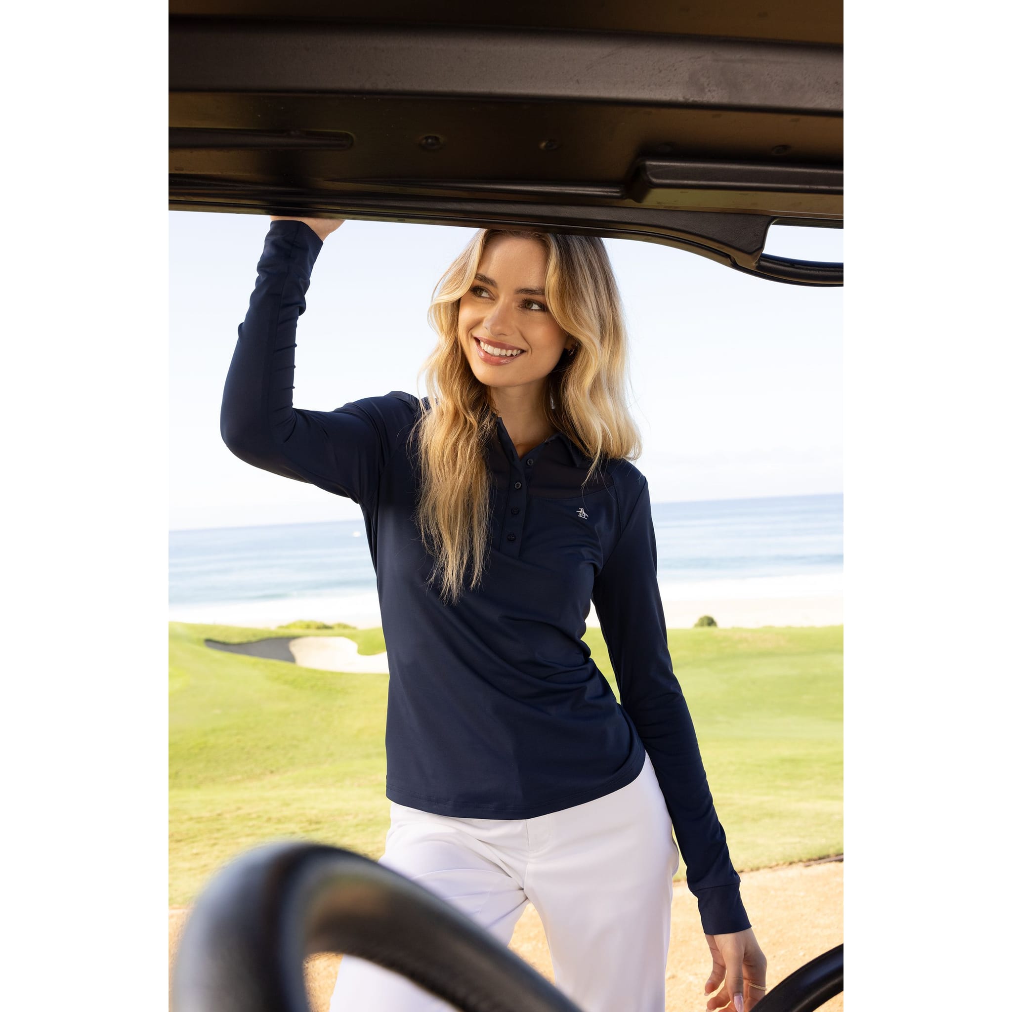 Original Penguin Longsleeve Mesh Polo Damen