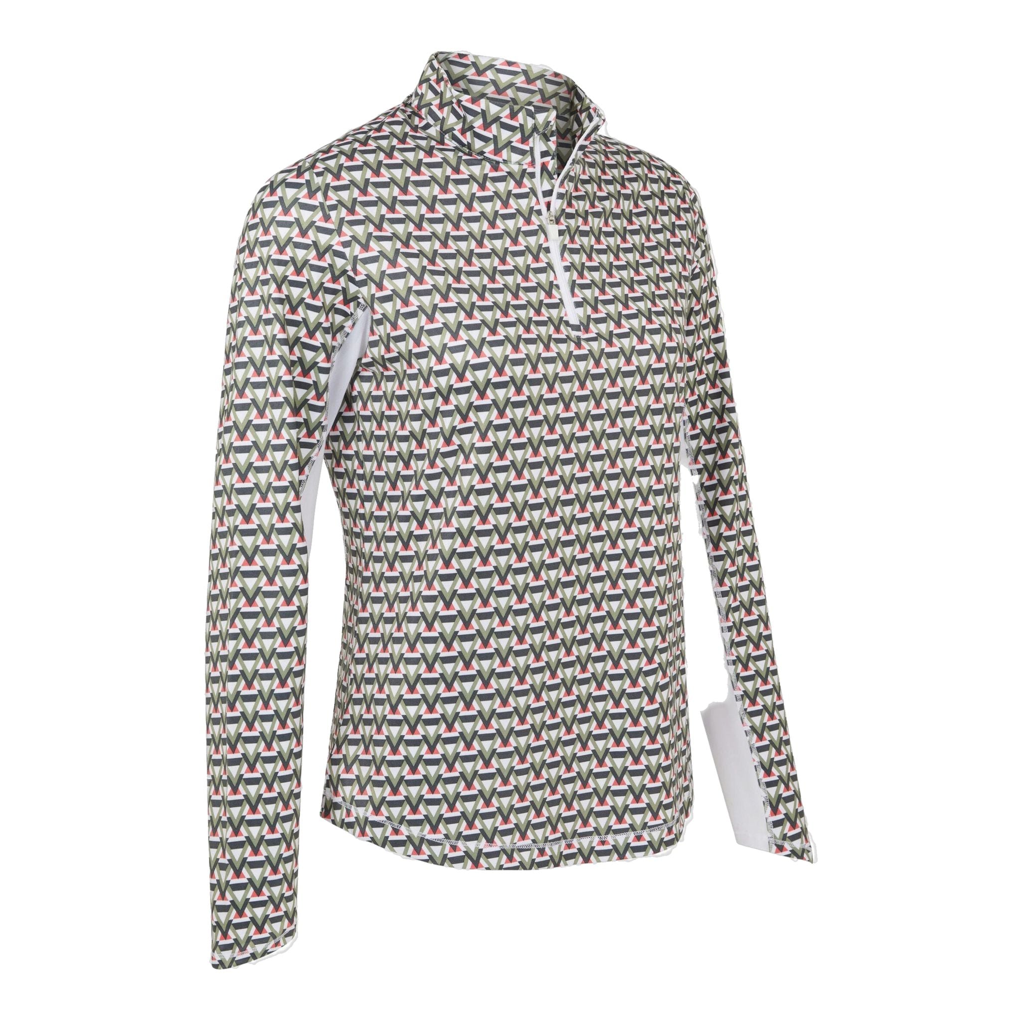 Callaway Chev Geo Golf Polo Langarm Sun Protect Brillant Wh Damen